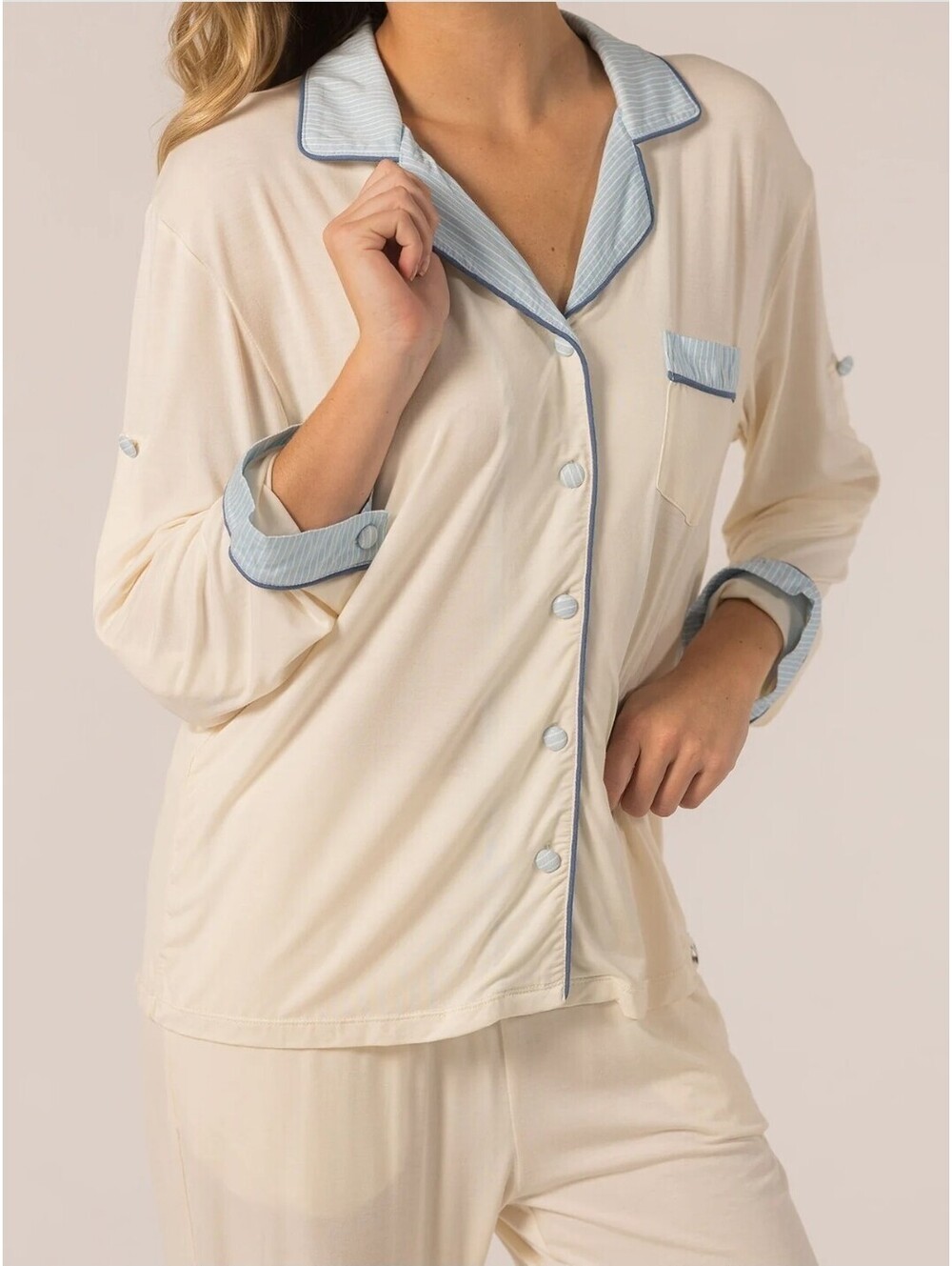 Keleigh Teller Soft Viscose Long Sleeve Pajama Set Women's Size Small - Picture 2 of 9